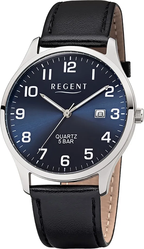 Montre Regent F-1240 pour Homme en Cuir Noir Quartz D2UR1113409 Chic