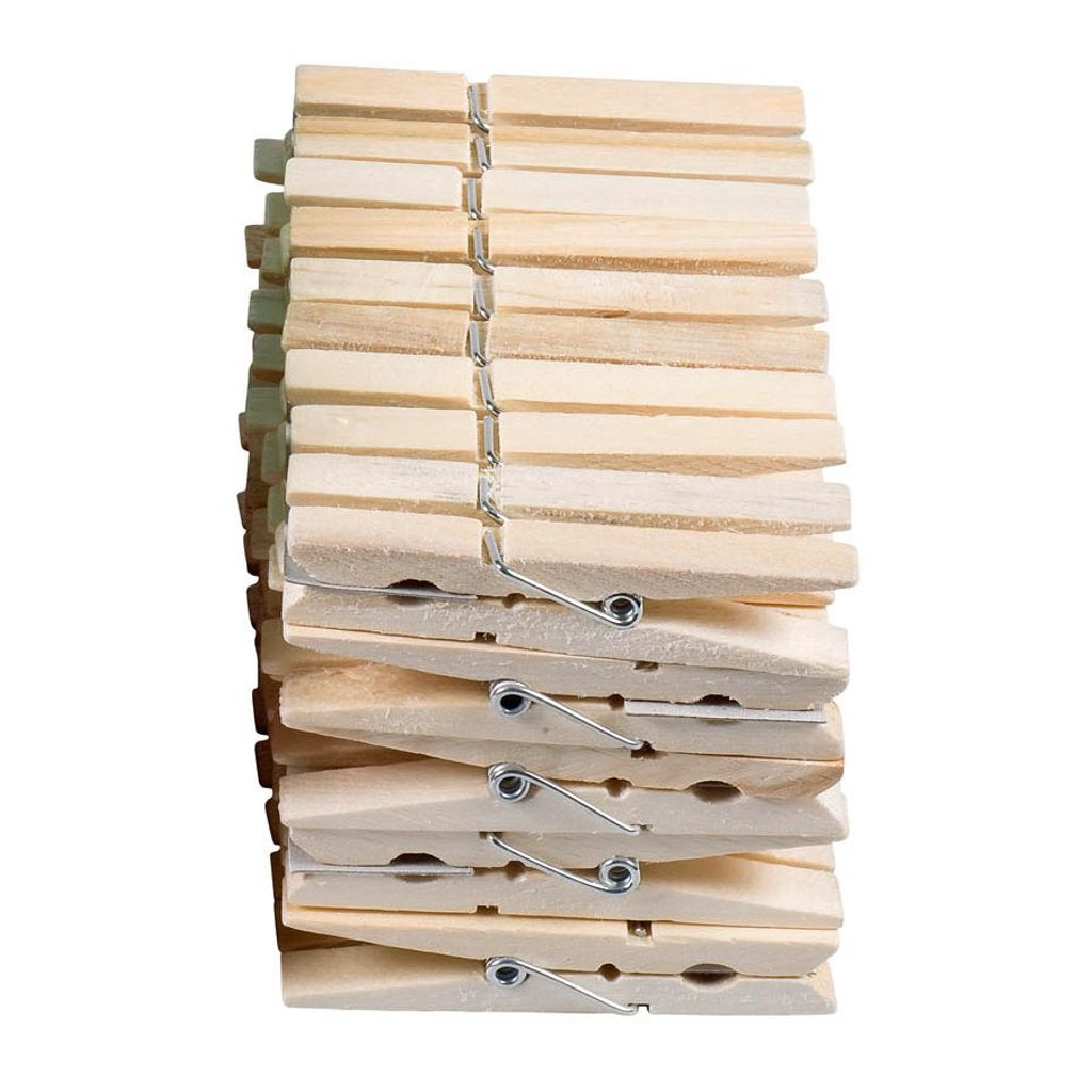 Holz-Wäscheklammern im Beutel, natur (50er Pack)