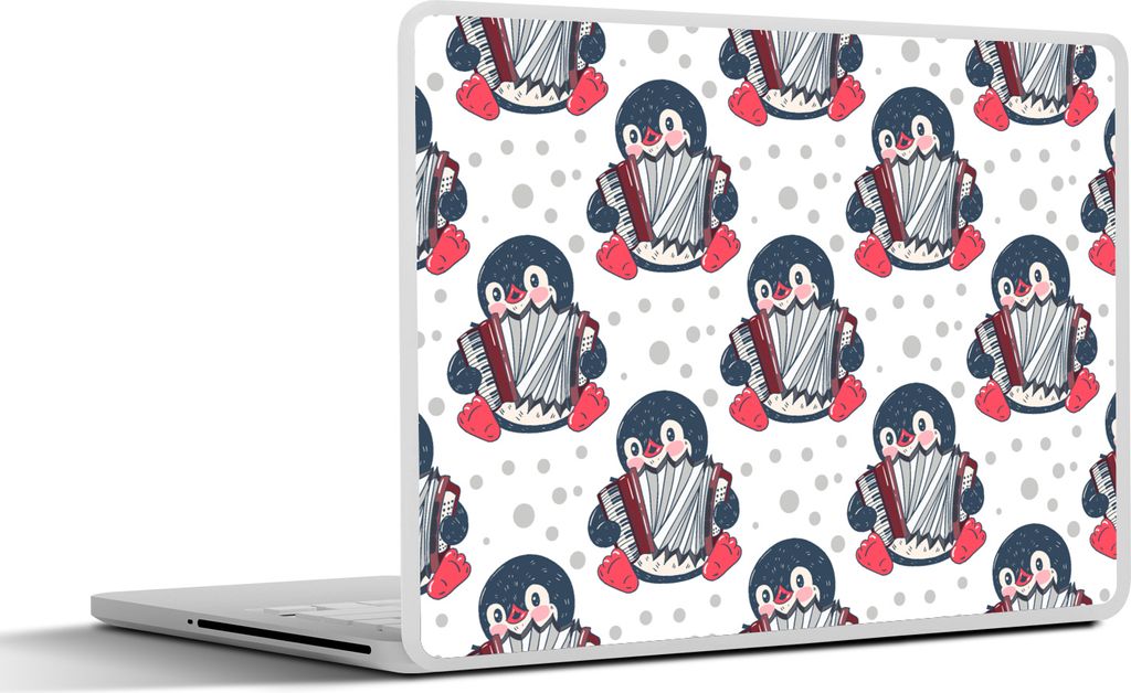 MuchoWow Laptop Aufkleber Sticker Cover Akkordeon - Pinguin - Schablonen 40x30 cm - Laptop Dekoration - Selbstklebend