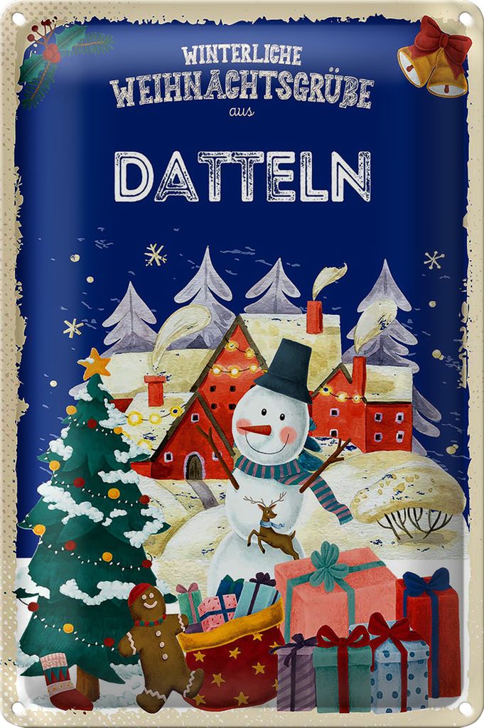 Blechschild Weihnachtsgrüße aus DATTELN 20x30cm