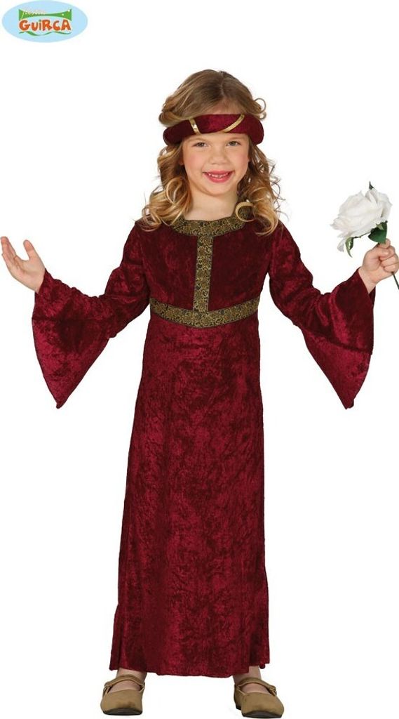 Mittelalter Prinzessin Kostüm Kinderkleidung Märchen Kleid Historisches Outfit Burgzauber Königliche Abenteuer, Größe: 110/116 Farbe: Rot