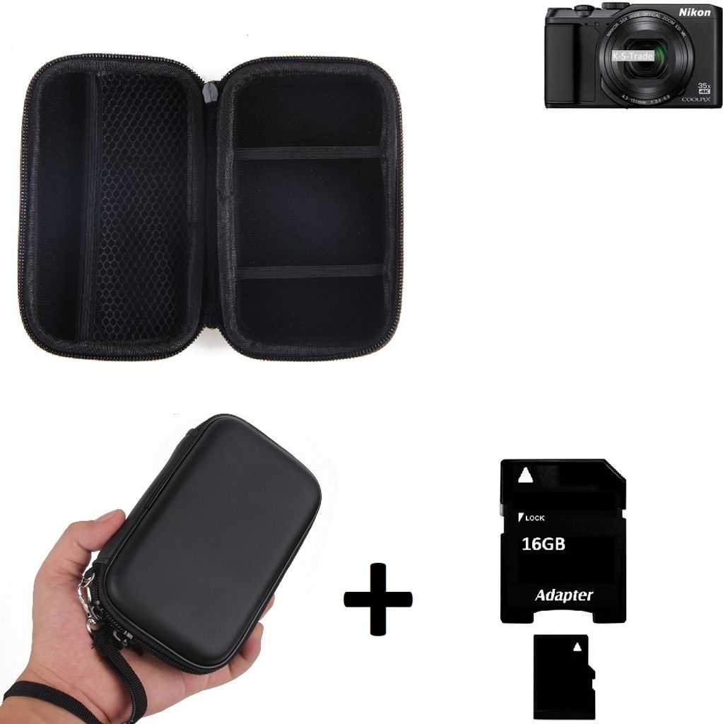 Kamera Tasche Hard Case Hardcase Schutz Hülle für Kompaktkamera kompatibel mit Nikon Coolpix A900 und Platz für Speicherkaten, Ersatzakku,