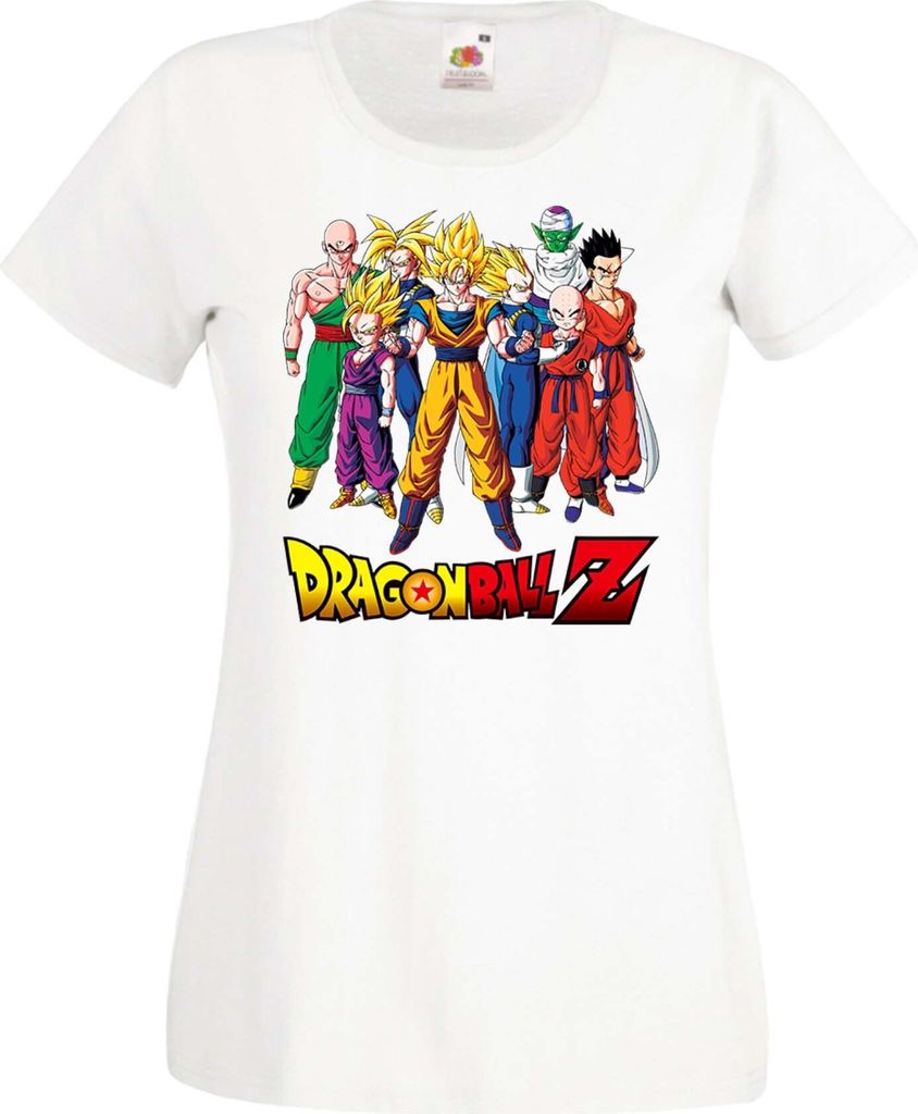 Damen T-Shirt Anime Manga Dragon Anime Manga Ball Z 12 Z-Fighters, Lady S / Weiß