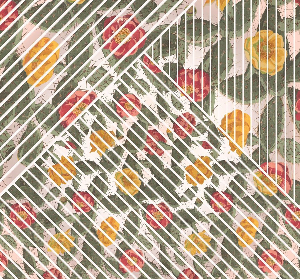 Sanders & Sanders Fototapete Pflanzen Grün, Rot und Gelb 300 x 280 cm