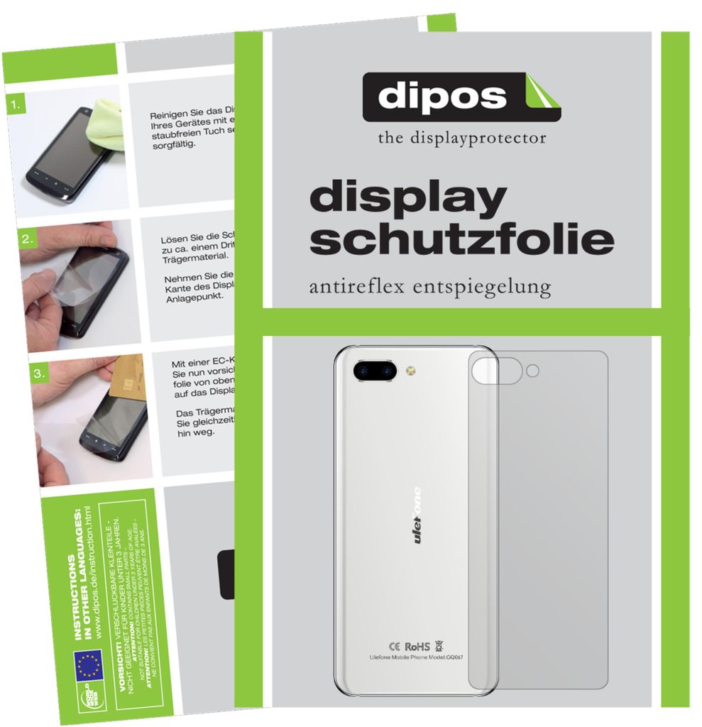 2x Schutzfolie für Ulefone T2 Pro Rückseite matt Displayschutzfolie Display