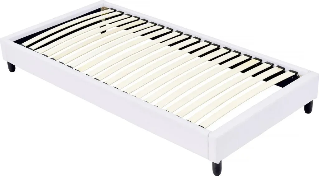 Sommier tapissier 90x190 cm blanc 20 lattes - Structure bois robuste