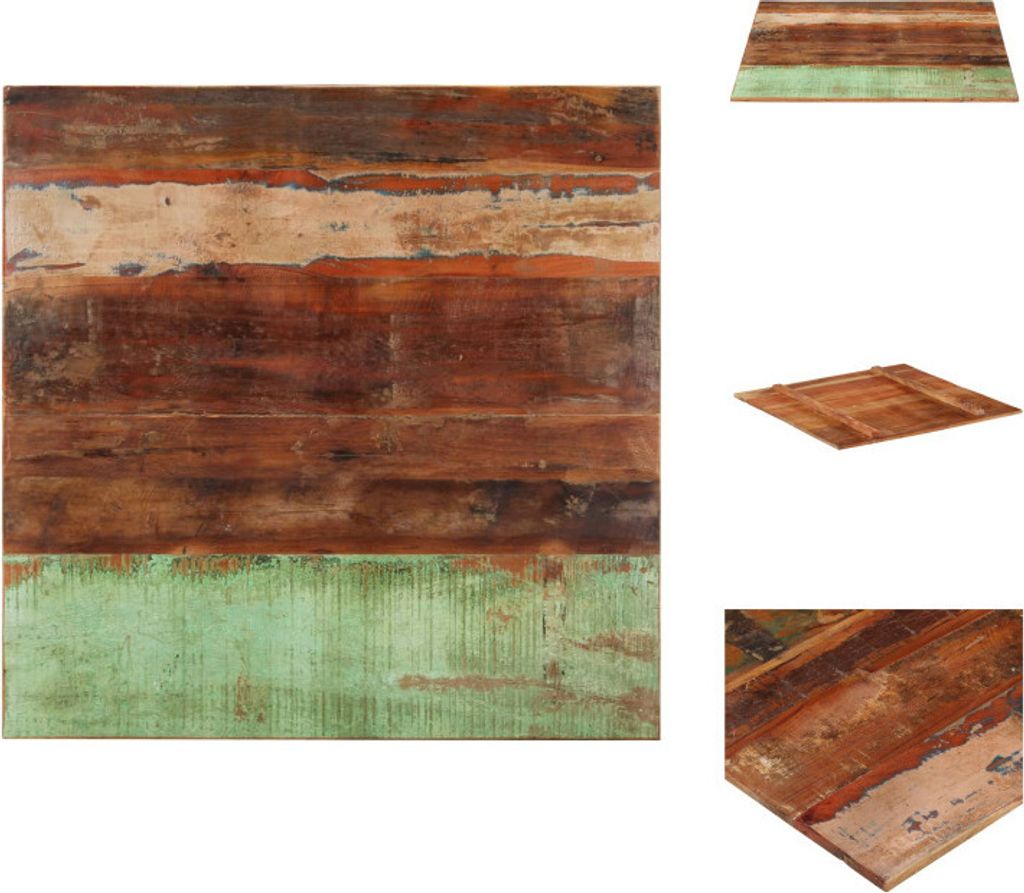 vidaXL Tischplatte Quadratisch 80x80 cm 15-16 mm Altholz Massiv - Tischplatten