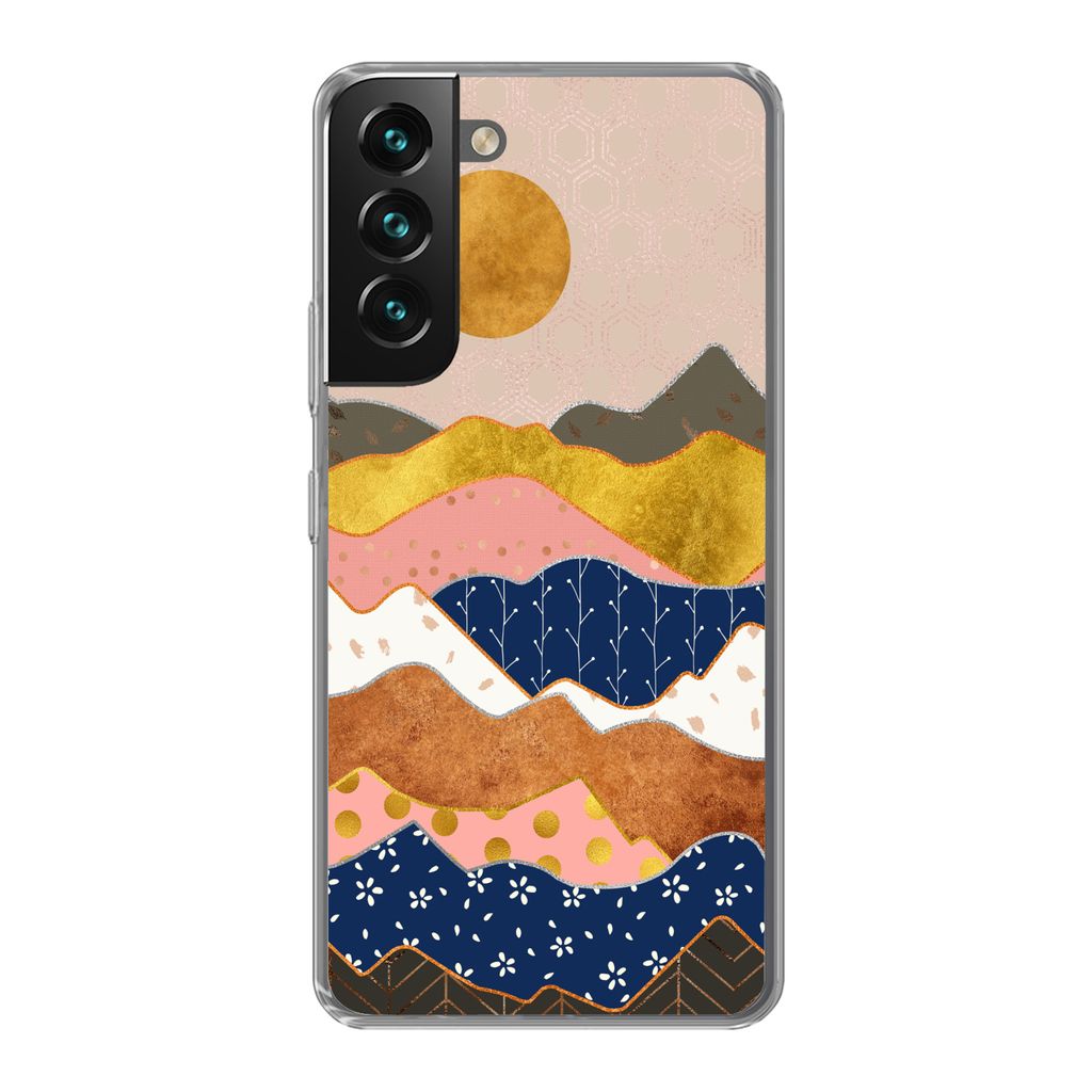 MuchoWow Handyhülle Schutzhülle Hülle für Samsung Galaxy S22 Gold - Pastell - Muster Silikon Softcase Handy Hülle - Mobiltelefonhülle