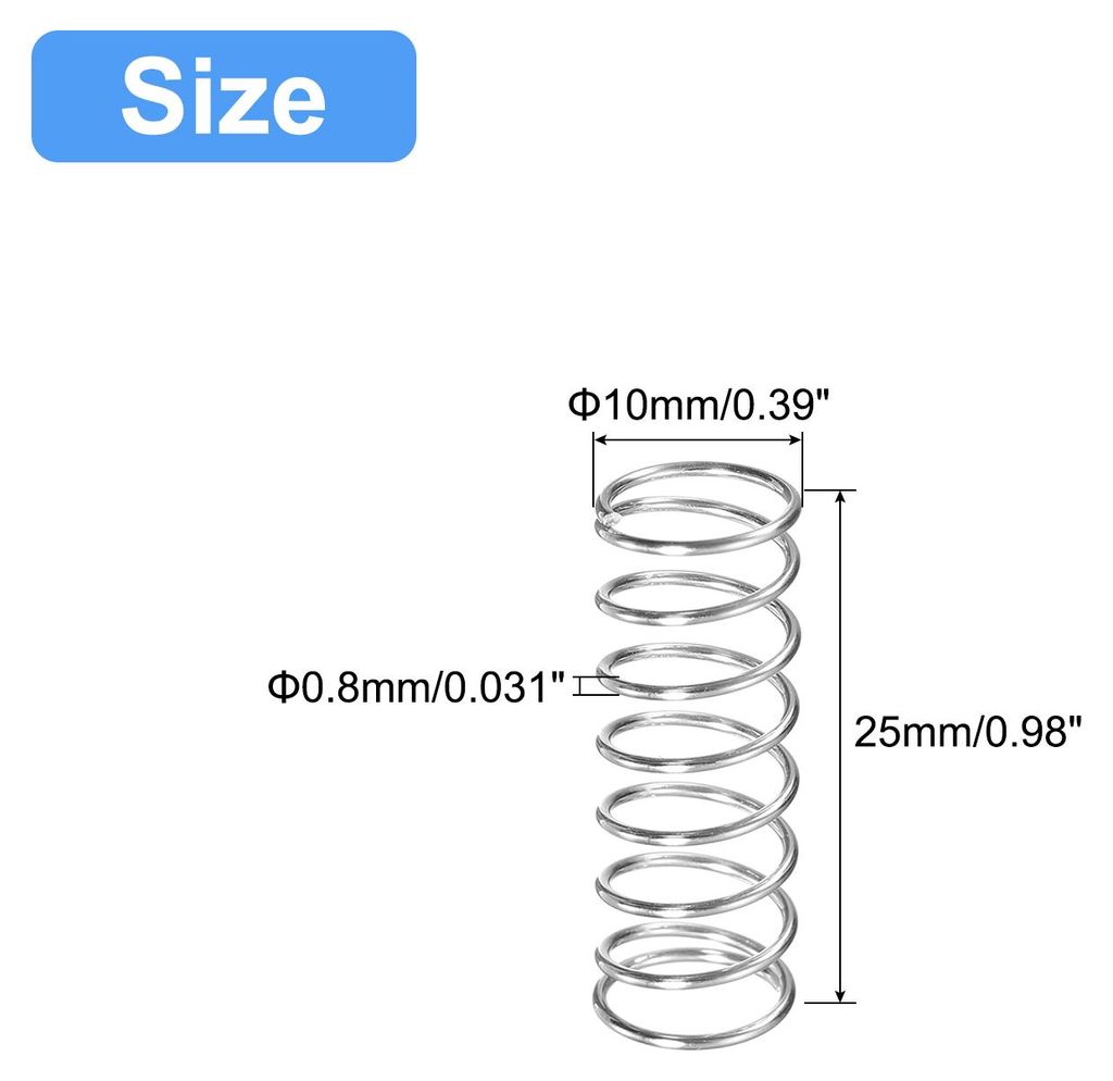 5Stk Druckfeder Druckfedern 304 Edelstahl Feder Federn Zugfeder Zugfedern Spring 10mm AD 0,8mm Draht Gr??e 25mm Frei L?nge Spiralfeder Spiralfedern...