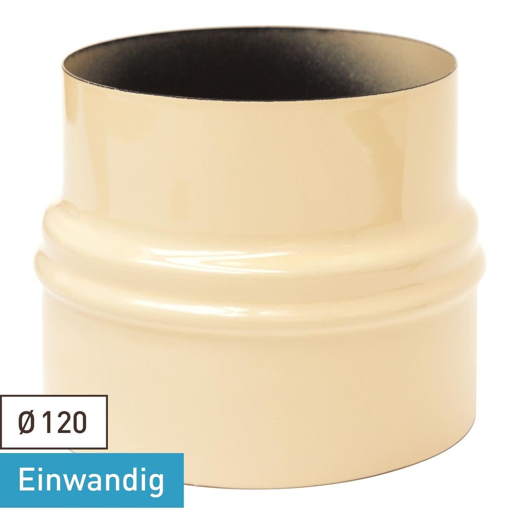 Raik Rauchrohr / Ofenrohr Emaille Erweiterung 120mm - 150mm Elfenbein