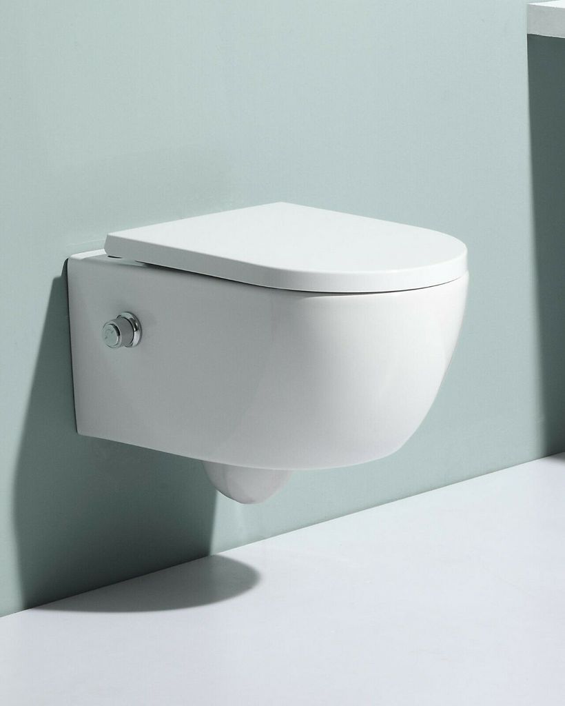 Wand Hänge WC Spülrandlos Taharet Dusch-WC Toilette inkl Armatur Softclose
