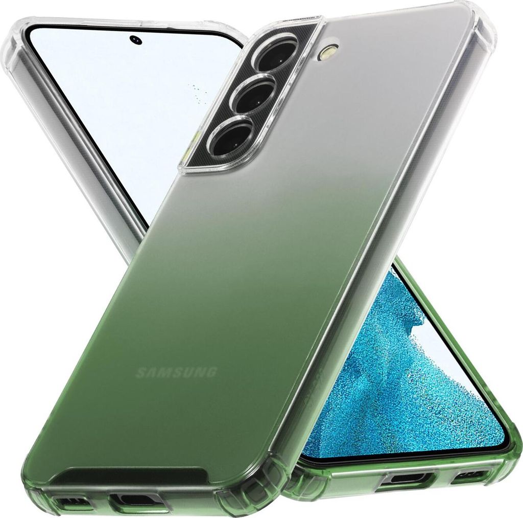 Conie Farbverlauf Schutzhülle für Samsung Galaxy S21 Plus Silikon Case Kamera Schutz Cover Hülle in Grün matt