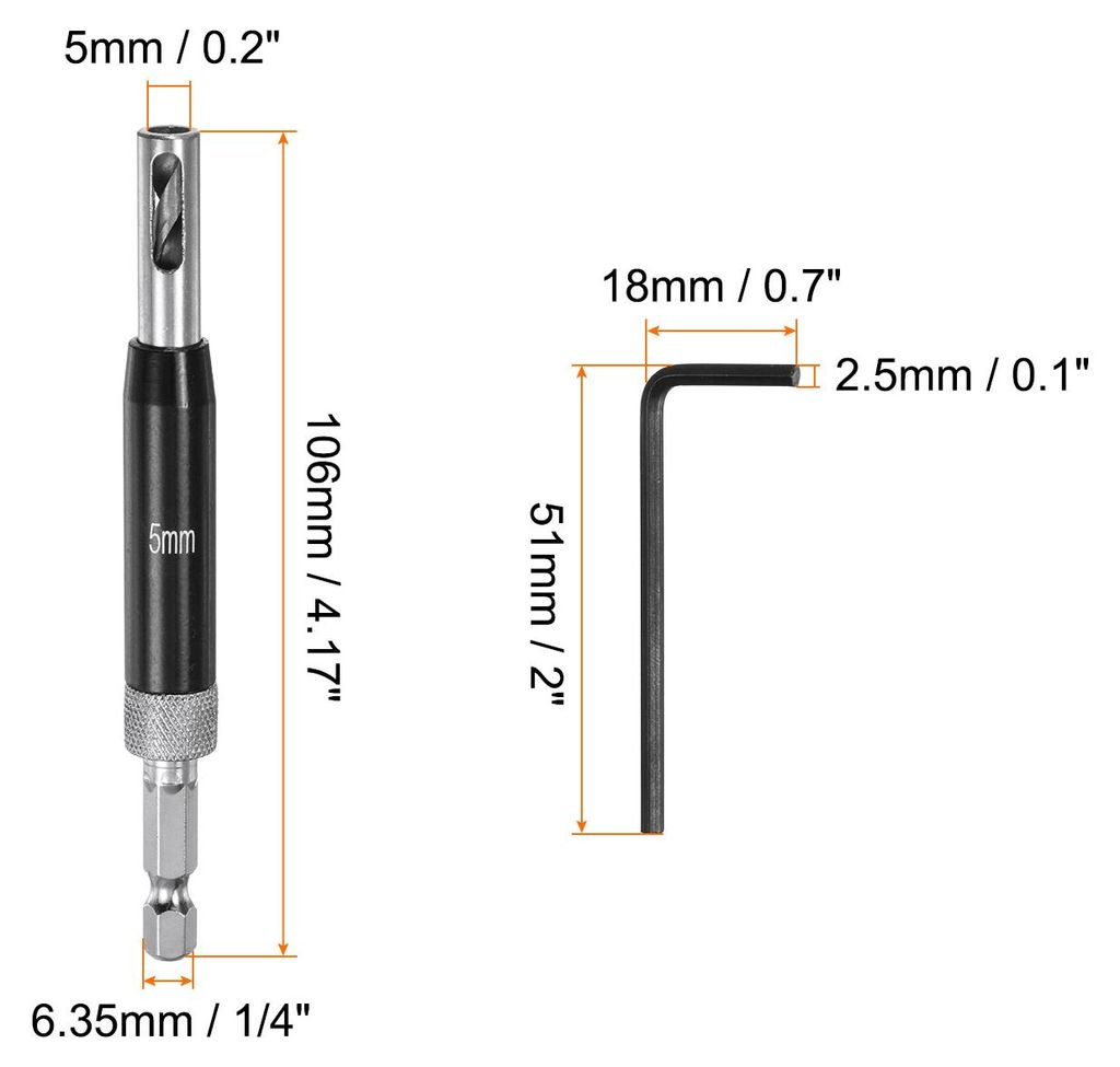 2 Stš¹ck Selbstzentrierende Bohrer Set 5mm, 1/4" Sechskantschaft Bohrer fš¹r Holzarbeiten, Schranktš¹r Scharnier Lochstanze mit Sechskantschl...