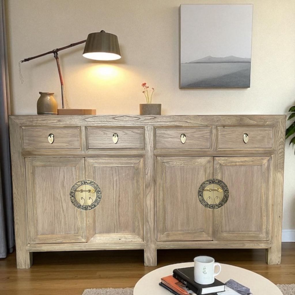 Sideboard Kommode Schrank Anrichte Büffet Asia Möbel aus Holz natur-braun chinesisch asiatisch orientalisch Vintage Stil komplegtt montiert