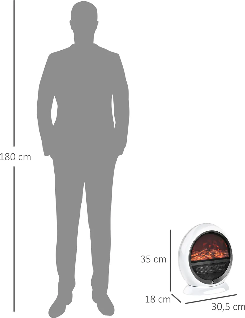 Chauffage d'appoint électrique design blanc avec simulation de flammes - 3