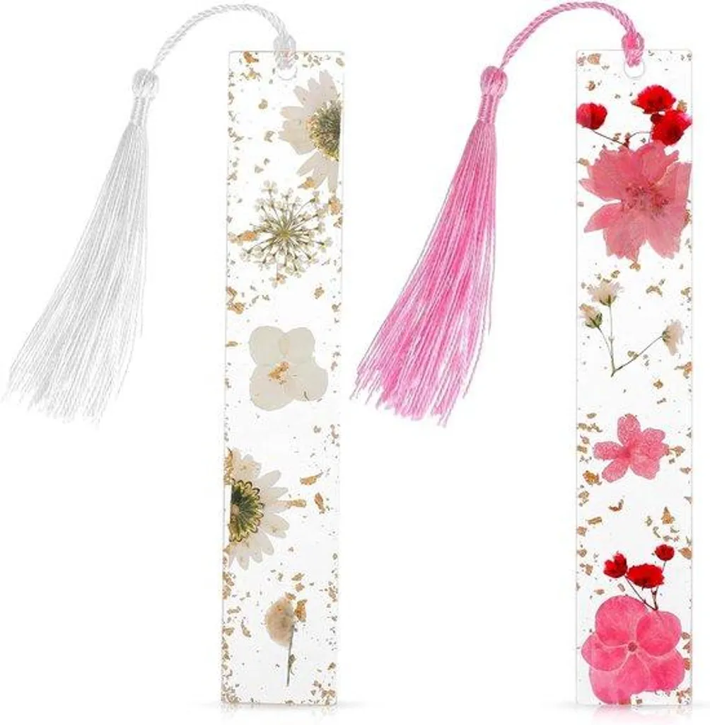 Cadeau pour lecteur : Pack de 2 Marque-pages fleurs séchées artisanaux