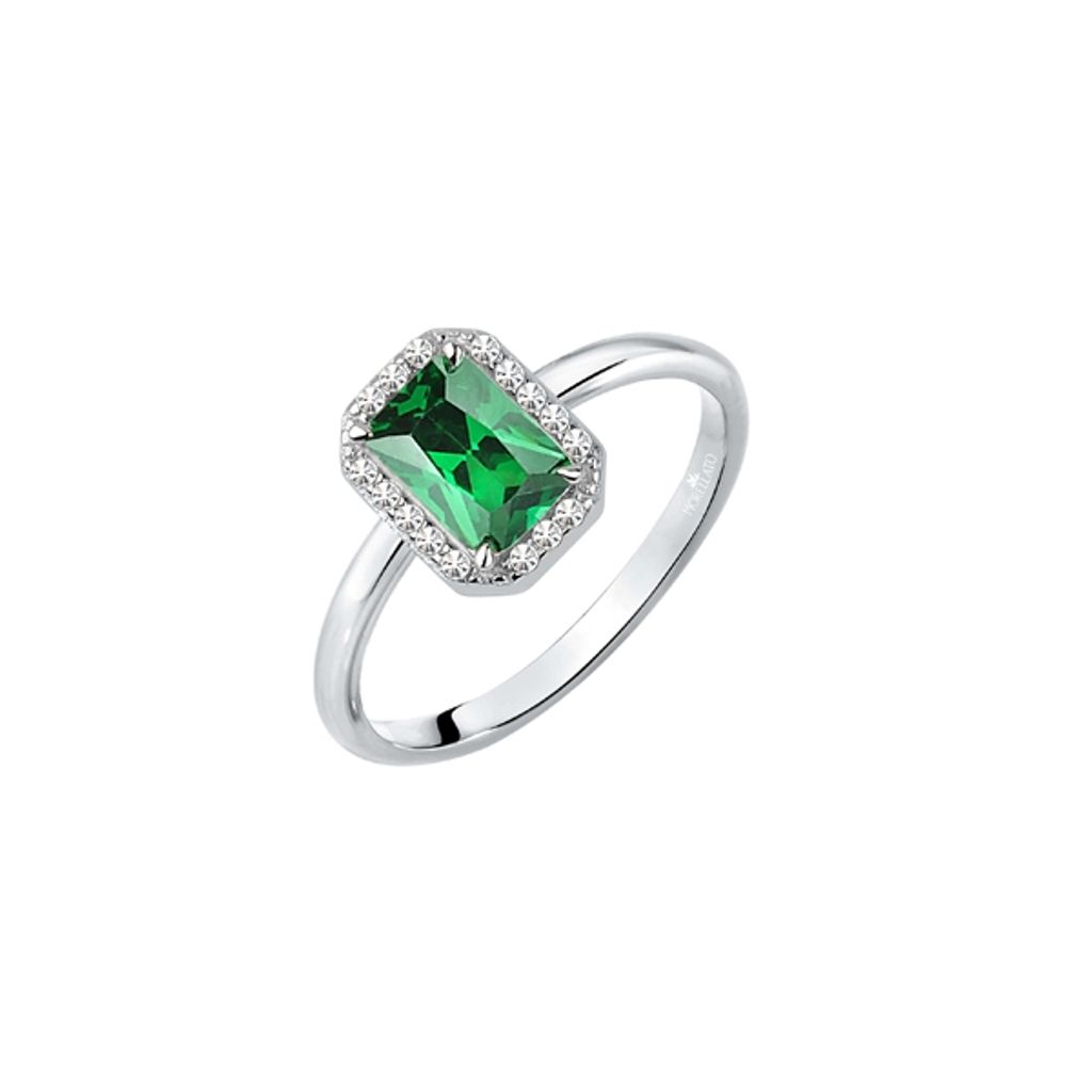 Glittering silver ring with green stone Tesori SAIW76 - Circuit: 54 mm