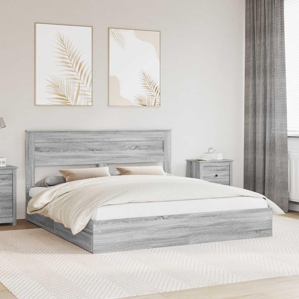 Maison Exclusive - Aufbewahrungsbett Graues Sonoma 180 x 200 cm Holzwerkstoff