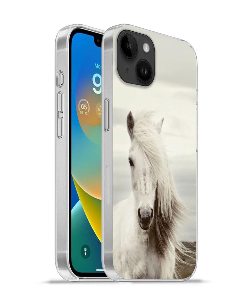 MuchoWow Handyhülle Schutzhülle Hülle für Apple iPhone 14 Plus - Soft case Pferd - Strand - Mähne Silikon Softcase Handy Hülle - Abbildung