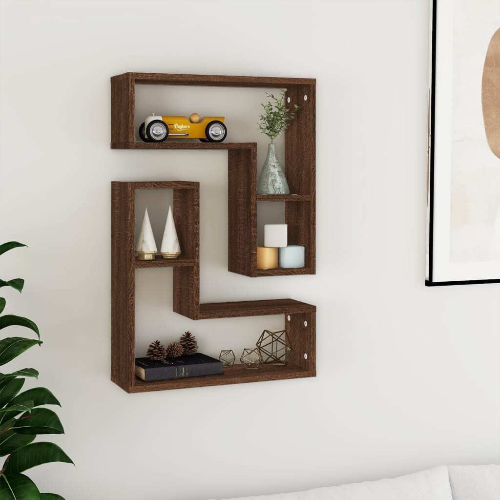 CLORIS Wandregale 2 Stk. Braun Eichen-Optik 50x15x50 cm Holzwerkstoff, 7,8 kg