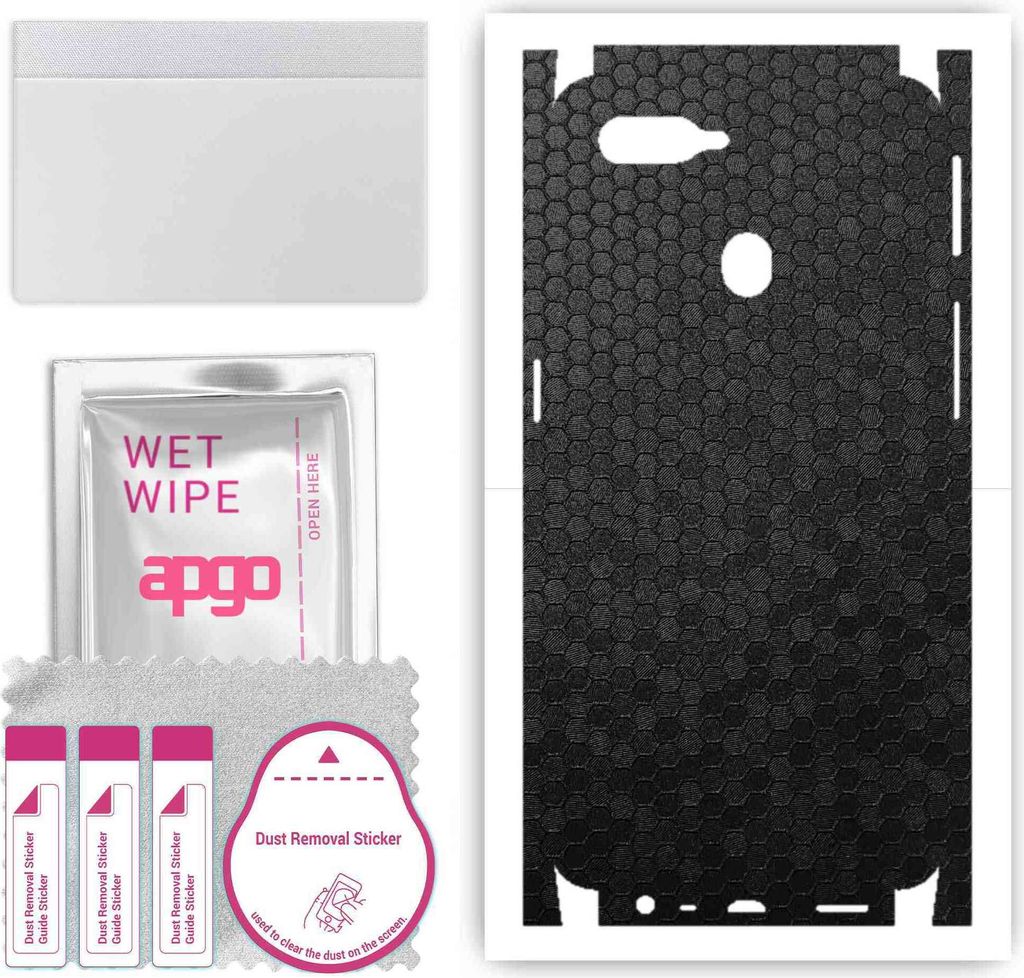 apgo Rückseite + Seiten Schutzfolie, Skin, kompatibel mit Oppo A7, Hinten Displayschutzfolie aus Vinylfolie, kratzfest, einfache Montage - Schwarz...