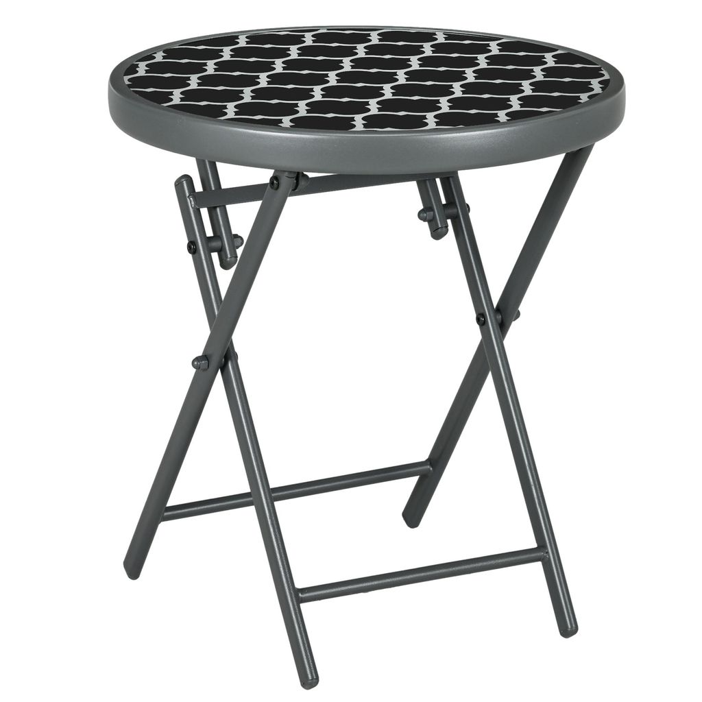 Gartentisch Klapptisch Garten-Klapptisch. rund. wetterbest?ndig. klappbar. ?45 x 50 cm. Schwarz