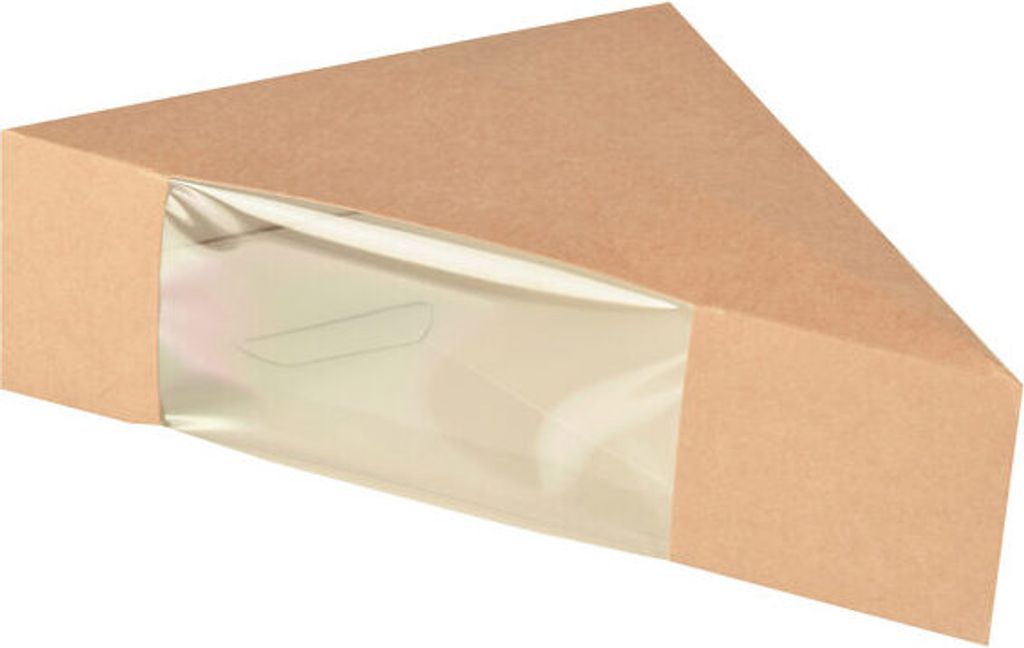 50xSandwichboxen Pappe mit Sichtfenster aus PLA 123x123x52mm braun