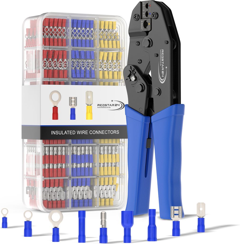 Crimpzange Kabelschuhe Flachstecker Quetschverbinder Flachsteckhülsen SET 700x