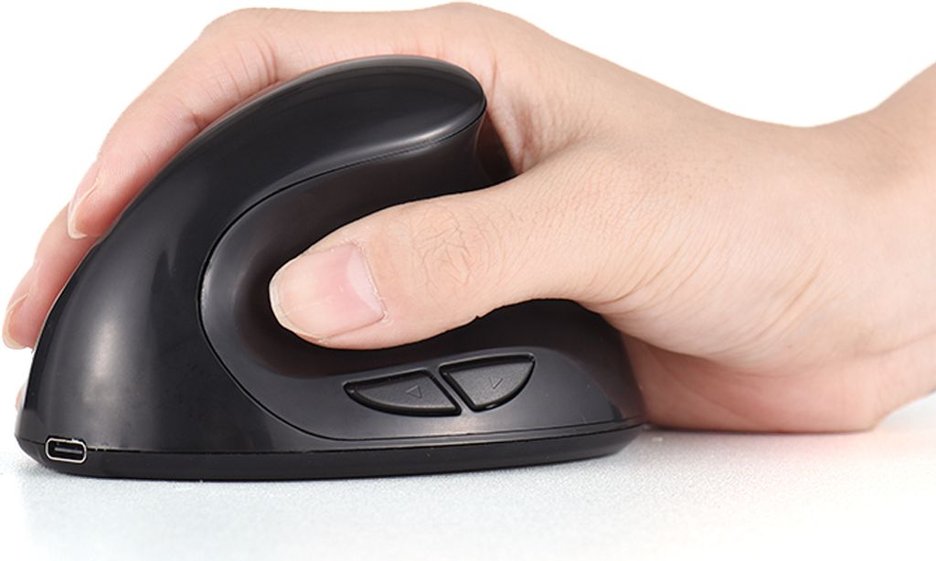 Vertikale Maus, kabellos, 2,4 GHz, ergonomisch, wiederaufladbar, Gaming-Maus, Aufladen ueber USB-C, 3 einstellbare Bewegungsgeschwindigkeiten, bequ...