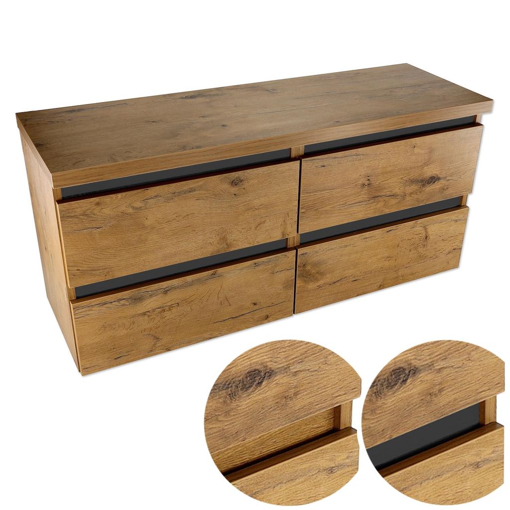 Paplinskimoebel Hängeschrank 120 x 51,5 x 39 cm, Badezimmerschrank mit Schubladen , Doppelwaschtischunterschrank, Gästebadschrank, Badschrank