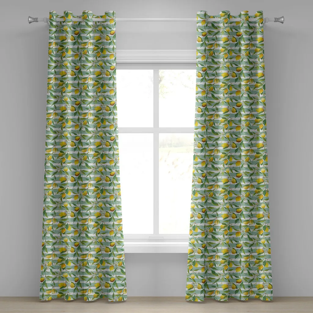 Rideau à œillets naturel citronnier en fleurs ABAKUHAUS 280x175 cm