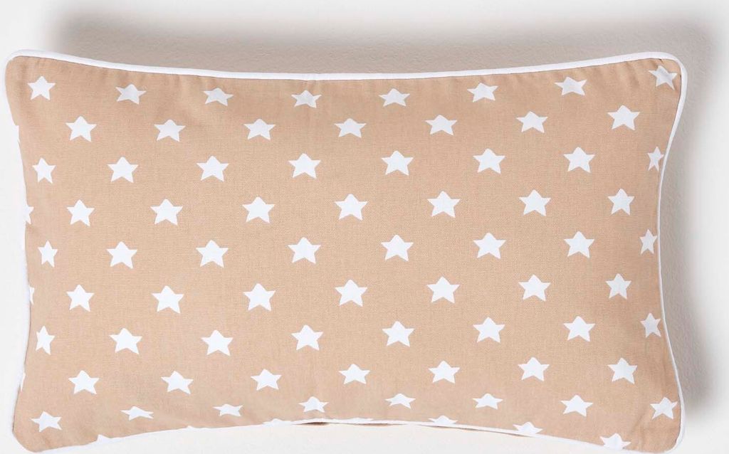 HOMESCAPES Kissenbezug aus Baumwolle mit Sternen, beige, 30 x 50 cm
