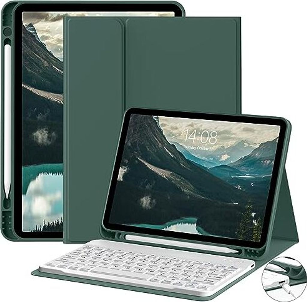 JKSML Keyboard Case iPad (A16) 11 Zoll 2025 und 10 Generation 10.9 2022, Bluetooth QWERTZ Bleistifthalter, Soft TPU -Rückengehäuse, Auto Sleep/Wa...