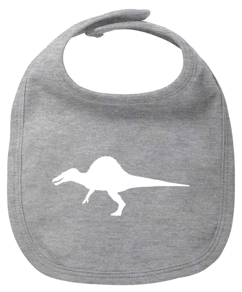 Huuraa Baby Lätzchen Spinosaurus Dinosaurier Heather Grey Klettverschluss Baumwolle Latz Geschenkidee