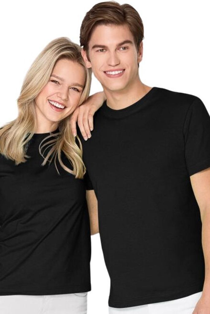 Atmungsaktives Uni-T-Shirt aus Baumwolle, 100% Baumwolle, unbedruckt, einfarbig, 135g/m2, Farbe schwarz, Größe S