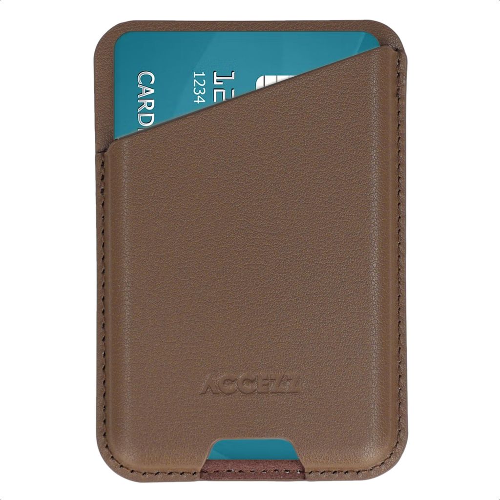 Accezz Magnetischer Lederkartenhalter - Geeignet für Find My - Coffee Brown