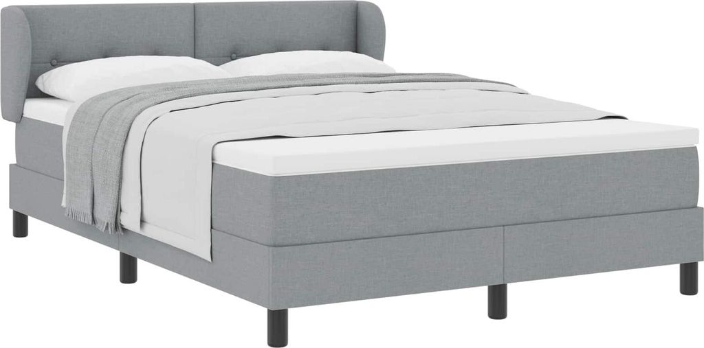 Boxspringbett mit Matratze Hellgrau 160 x 200 cm Stoff
