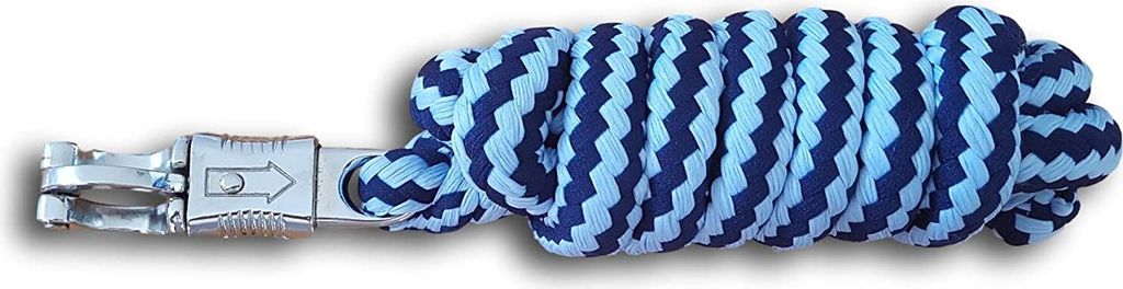 Führstrick mit Panikhaken für Pferd - Anbindestrick in verschiedenen stylischen Designs, Länge 2m, Farbe hellblau blau