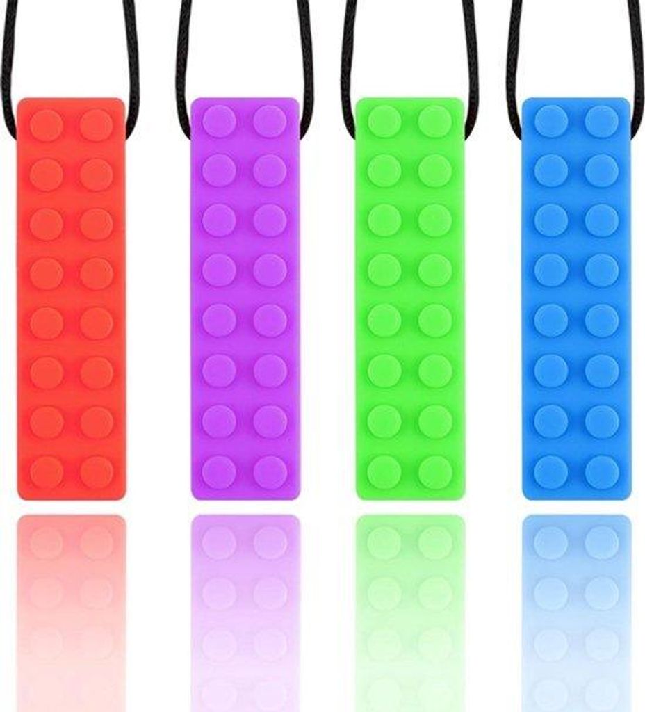 4 Stück Kinderspielzeug - Sensorische Halsketting mit Teether - Spielzeug für Kinder mit Autismus