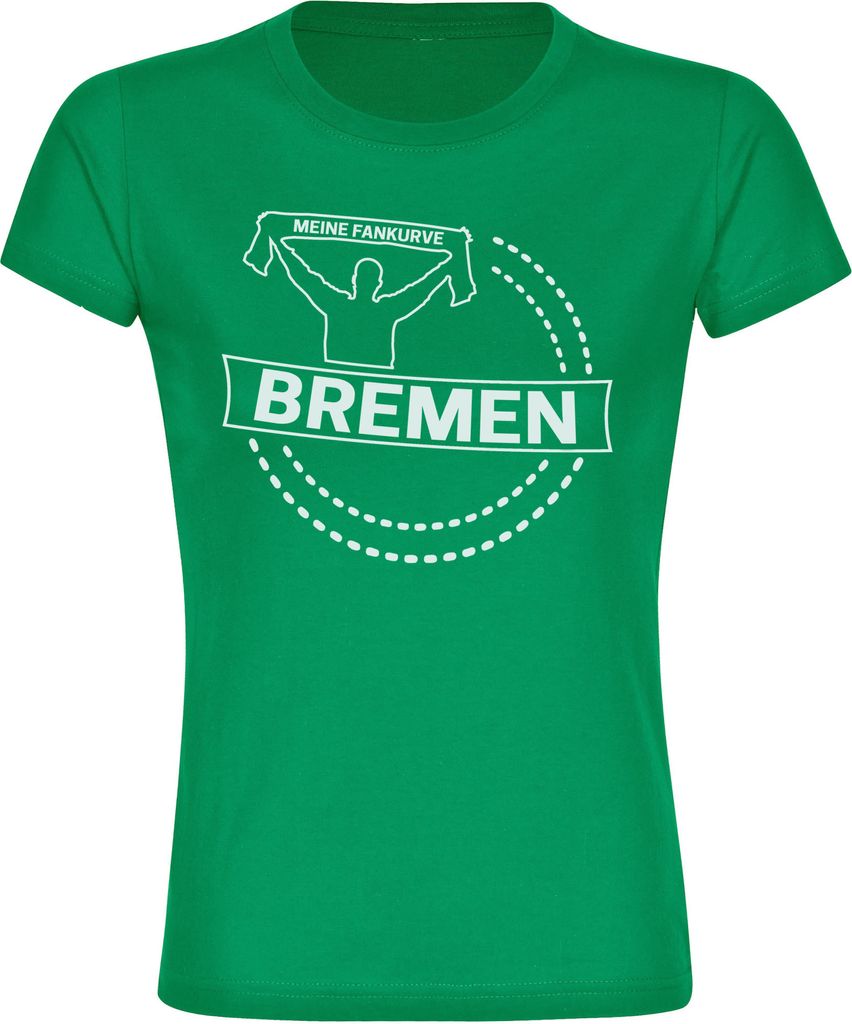 multifanshop Damen T-Shirt - Bremen - Meine Fankurve, grün, Größe XL