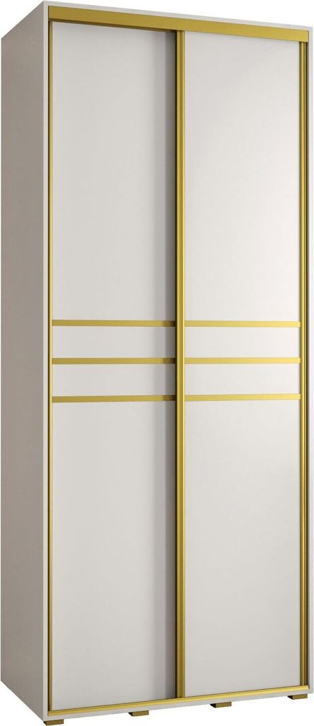 MEBLE KRYSPOL Davos 10 Schrank, zwei Türen - 235,2x100x45 cm - Weiß Weiß Gold