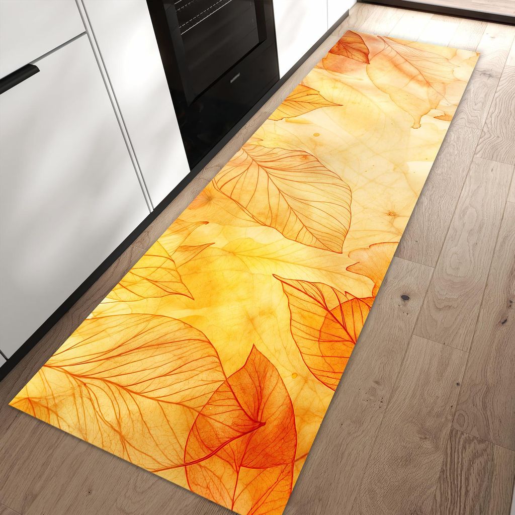 Küchenteppich 60x90cm rutschfest & abwischbar PVC Läufer - Herbstblätter