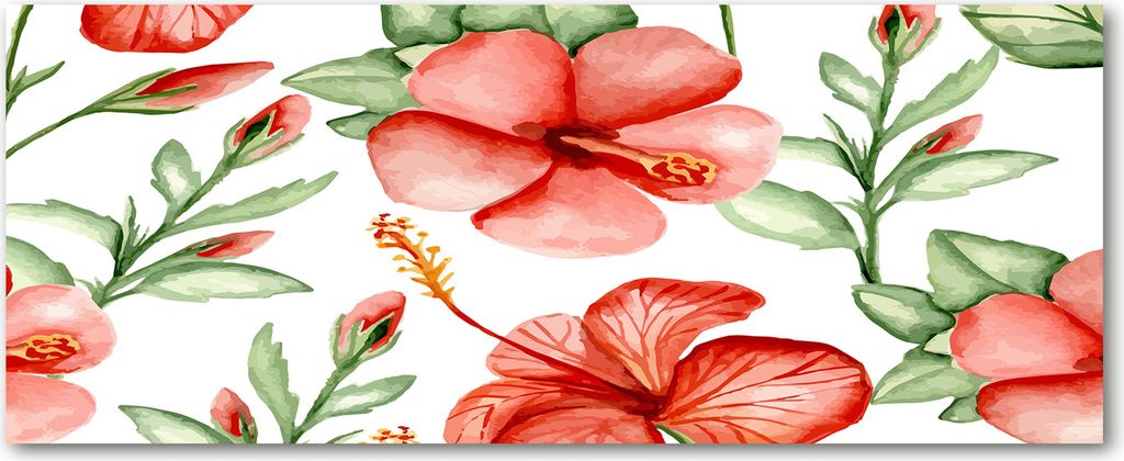 Tulup Leinwandbild - 125x50 cm - Wandkunst - Drucke auf Leinwand - Leinwanddruck - Blumen & Pflanzen - Rot - Tropische Blumen