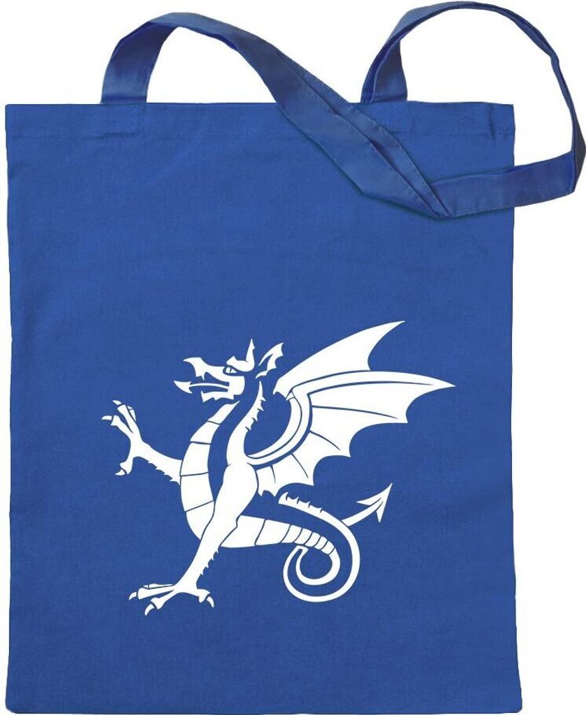 Kiwistar - Baumwolltasche - royalblau - Anglo Saxon White Wyrm - Tragetasche Stoffbeutel Umhängetasche Langer Henkel