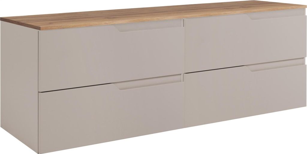 RODAN | Waschbeckenunterschrank - Beige und Braun - 120 cm - Mit Tischplatte - 4 Schubladen - Hängend - MDF Fronten - MODERN