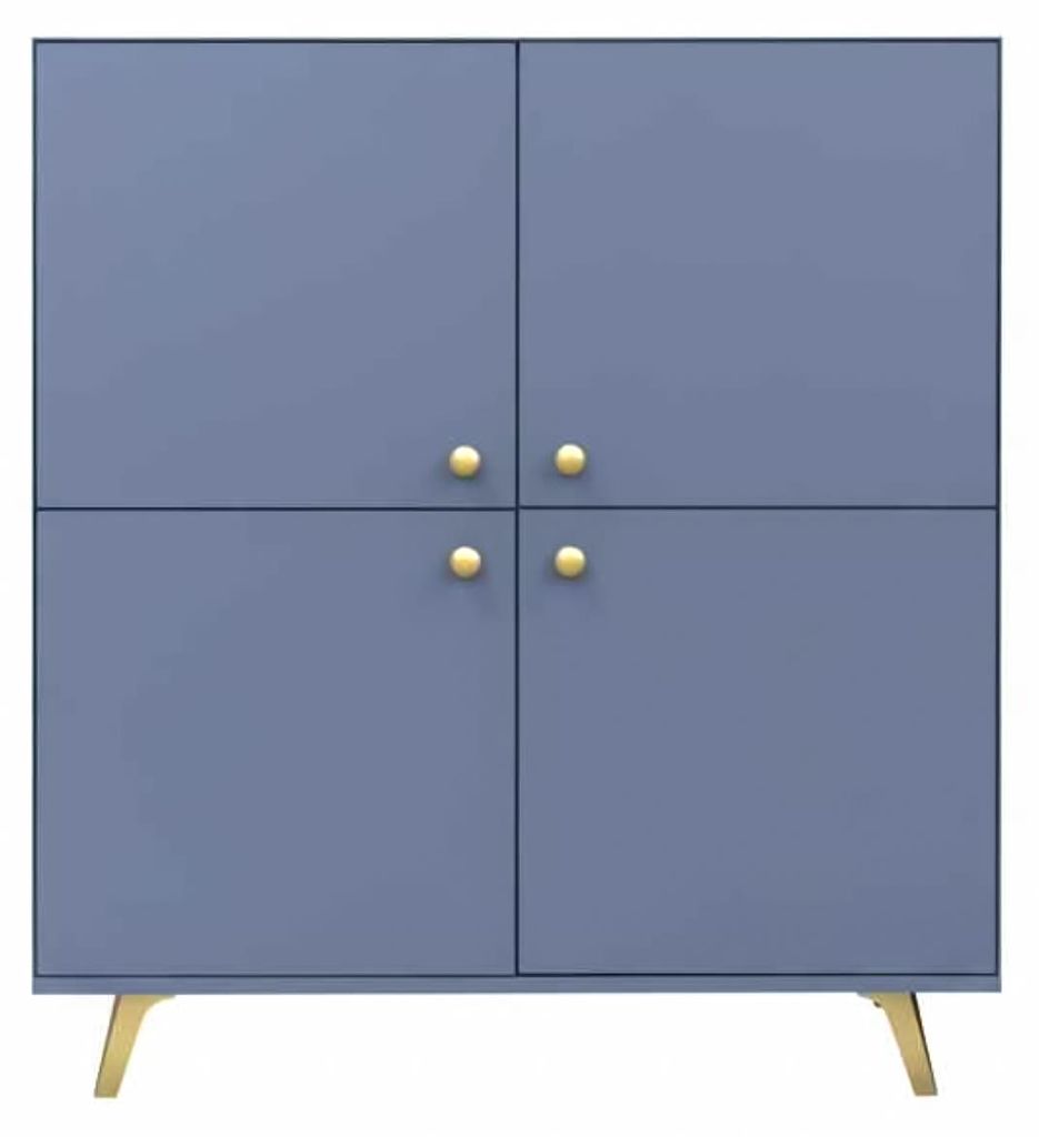 Masseno Kommode GALIO 140 cm Sideboard mit Schubladen und 4 Türen für Wohnzimmer Schlafzimmer Modern 140x41x86 cm Blau