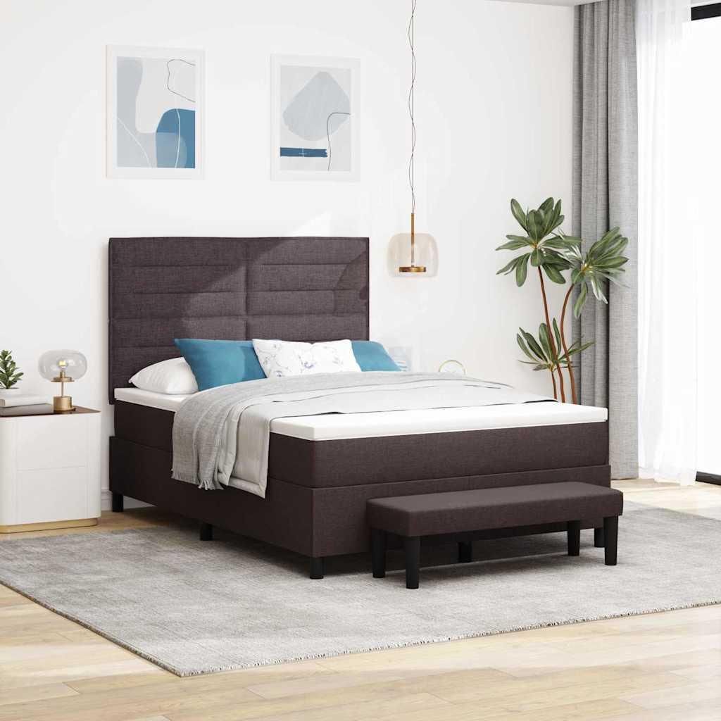 Möbel Boxspringbett mit Matratze Dunkelbraun 140 x 190 cm Stoff - Klassische Betten 3343991
