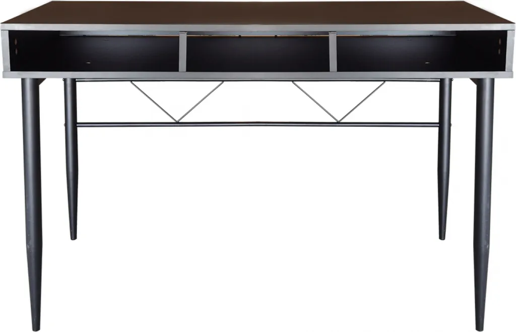Bureau Stoer Table d'Appoint Style Industriel Noir en Métal et Bois