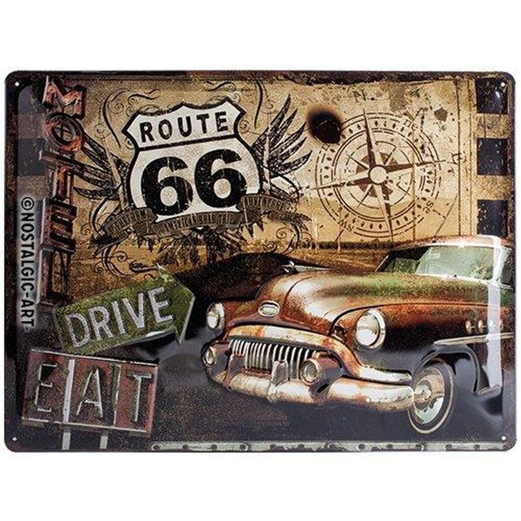 Nostalgic-Art - Blechschild 30 x 40 cm - US Highways - Route 66 Road Trip