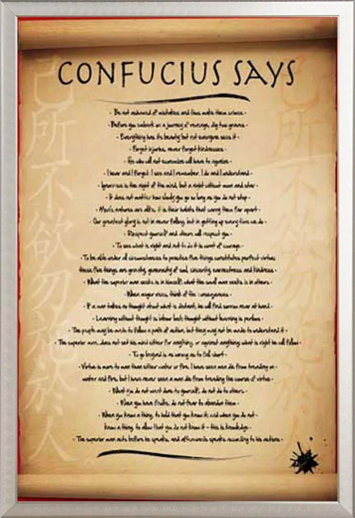 Poster Confucius Says avec cadre Shinsuke Maxi en aluminium argenté